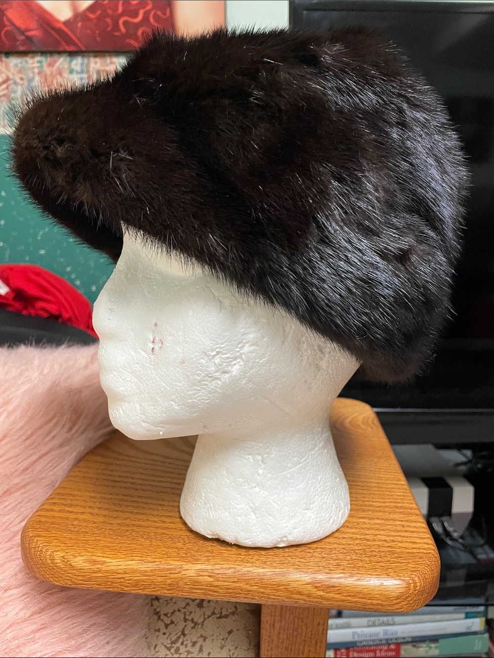 Vintage black real mink winter hat - stunning
